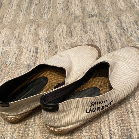 SAINT LAURENT EMBROIDERED ESPADRILLES IN CANVAS used sz 36.5 EU natural beige - Picture 3 of 6